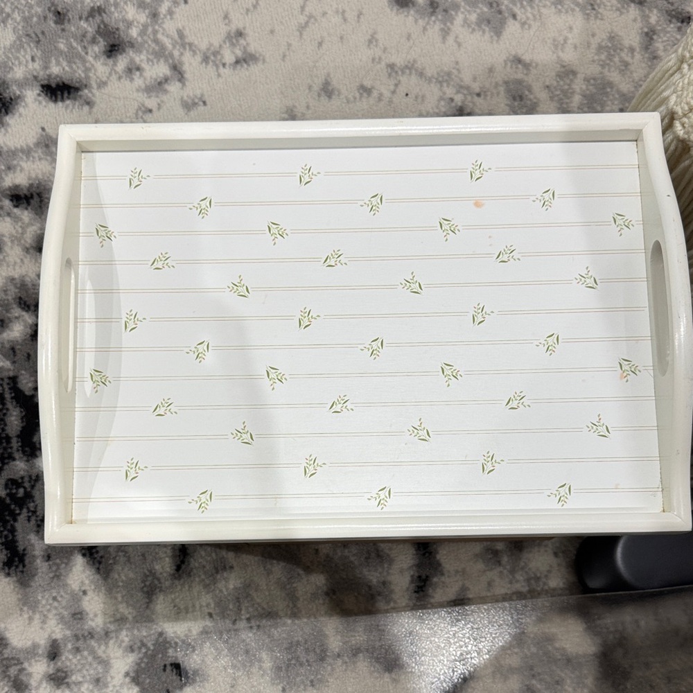 Vintage Avon Serving Tray with Green Leaf Pattern